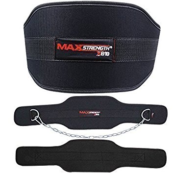 MAXSTRENGTH ® Dipping Belt with Chain Heavy Duty Neoprene Padded Weightlifting Bodybuilding Gym Training 80kg Mens Workout