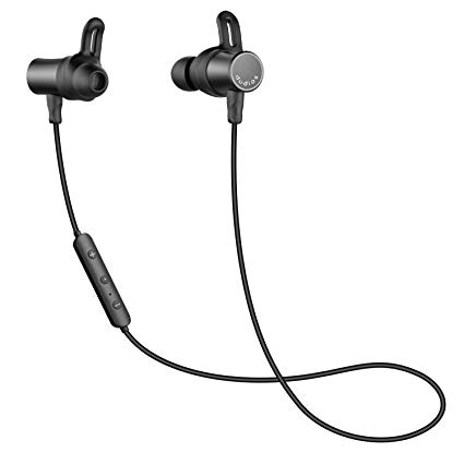 Dudios Bluetooth Headphones Magnetic Wireless Earbuds IPX6 Sweatproof Sports Earphones Mic (CVC 6.0 Noise Cancelling, 8 Hours Music Time, aptx Stereo, Secure Fit & Lightweight)-Black (Black_Plus)
