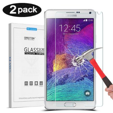 [2 Pack] Galaxy Note 4 Screen Protector, OMOTON Tempered-Glass Screen Protector with [9H Hardness] [Ultra-Clarity] [Anti-Scratch] [No-Bubble Installation] for Galaxy Note 4, Lifetime Warranty