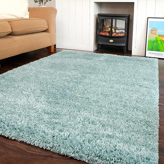 Modern Thick Duck Egg Shaggy Area Rug Duckegg Blue Durable Super Soft Fluffy Shag Rugs Living Room Lounge Bedroom 160cm x 230cm