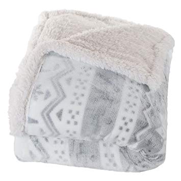 Lavish Home Fleece Sherpa Blanket Throw Blanket, Snow Flakes