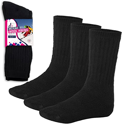 Merino Wool Thermal Socks For Men and Women - Cold Weather Extra-Warm Winter Boot Socks by Debra Weitzner (3 Pairs)