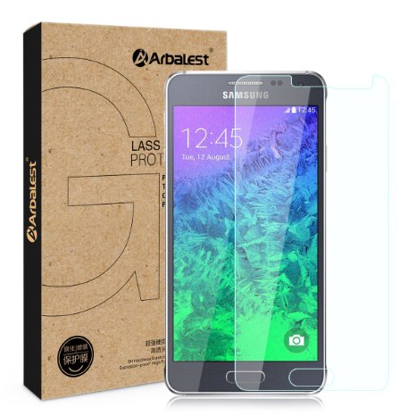 Arbalest Samsung Galaxy ALPHA Screen Protector,[Invisible Defender] 0.3mm Thickness 2.5D Rounded Edges 9H Premium Real Tempered Glass, [Explosion Proof] Anti-Glare , Crystal High Clear 9H Hardness