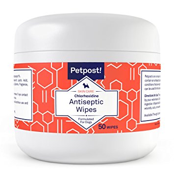 Petpost | Chlorhexidine Wipes - 50 Antiseptic Wipes for Dogs, Cats & Horses with Skin Infections or Hotspots
