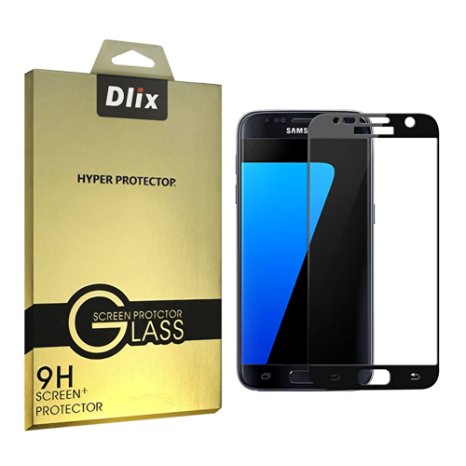 Galaxy S7 Screen Protector, Dlix 2.5D Tempered Glass Screen Protector for S7, 360° Full Cover, Ultra Touch Sensitivity, 9H Anti-scratch, Anti-finger printer, Bubble-free, Lifetime Warranty - Black