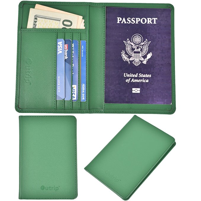Outrip RFID Blocking Leather Passport Holder & Travel Wallet Id Card Case Cover ...