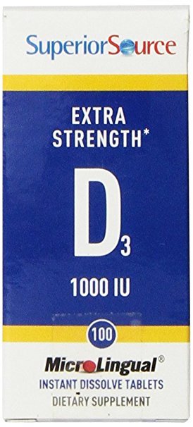Superior Source Extra Strength Vitamin D3 1,000 IU Tablet, 100 Count