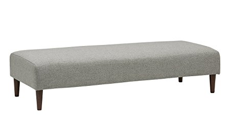 Rivet Ava Mid-Century Ottoman Bench, 63" W, Light Grey