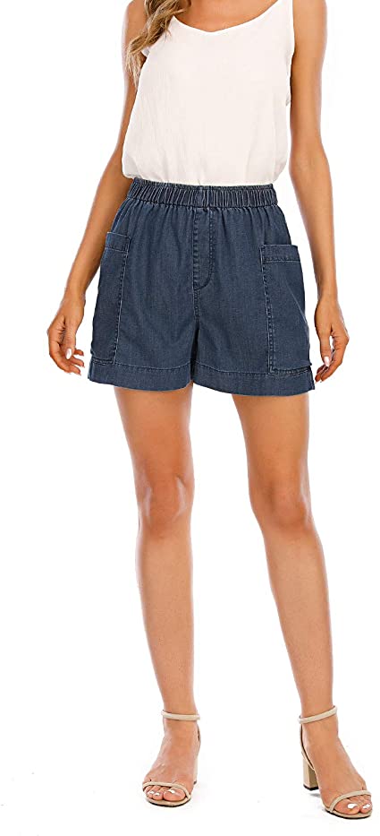 MetHera Women's Cool Breeze Casual Pull-on Denim Shorts