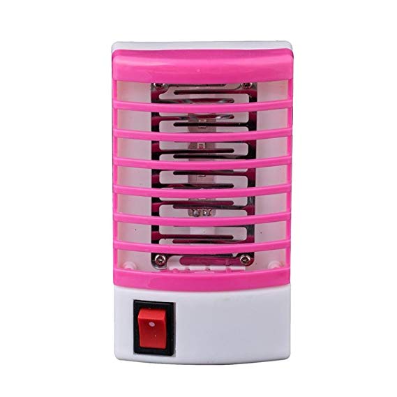 Botrong LED Socket Electric Mosquito Fly Bug Insect Trap Killer Zapper Night Lamp Lights (Pink)
