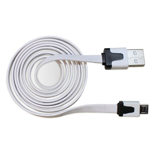 Beyend Vivid Series Flat Tangle Free Micro USB Cable for Smartphones and Other Micro USB Devices(3 Feet, White) (White)