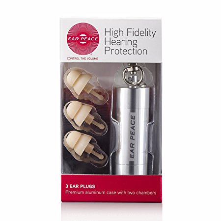 EarPeace High Fidelity Hearing Protection: Ear Plugs for Concerts & Music Professionals (Silver/White)