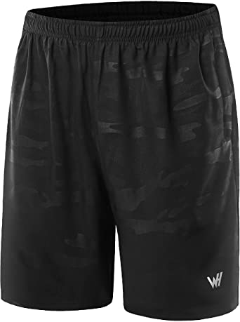 WHCREAT Men’s Running Shorts with Zip Pockets for Sports Gym Training