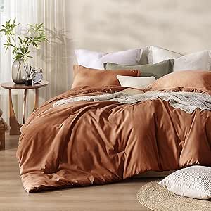 Burnt Orange King Comforter Set, Microsuede-Like King Bedding Set as Boho Bedding, Fluffy 3 Piece King Size Bed Set, Modern Farmhouse Comforter Sets (Burnt Orange,102"*90",King)