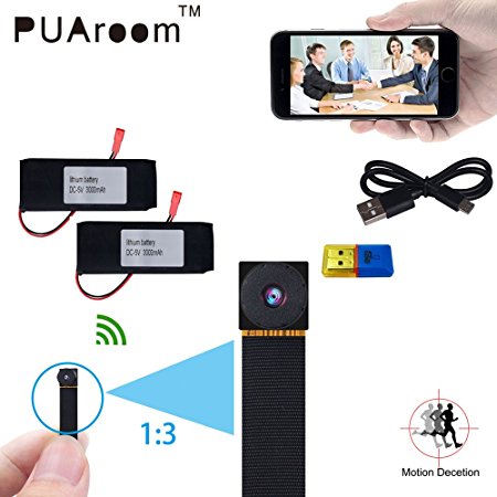 PUAroom 1080P WiFi P2P Mini Super Small Hidden Spy Camera with Motion Detection Night Version Support Remote View, Potable Surveillance Cam Nanny Camera for happy time, Business Monitoring Ect