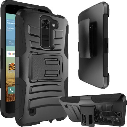 LG K7 Case, LG Tribute 5 Case, ATUS Dual Layer Holster Locking Belt Swivel Clip Kick Stand Case with Stylus Pen