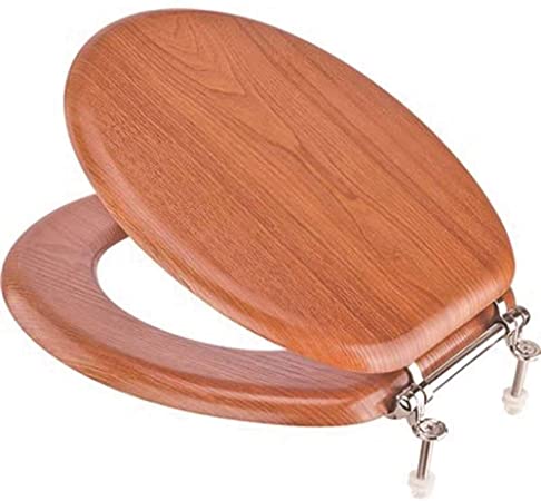 PREMIER 296395 Round Wood Veneer Toilet Seat with Closed Front Oak