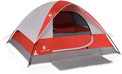 Camping World 8' x 7' 3 Person Dome Tent for Camping Hiking fits Family - Lightweight Orange