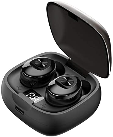JAKO Wireless Earbuds XG-5.0 Pro, IPX5 Waterproof Earphones with Charging Case, TWS 5.0 Bluetooth Headphones Deep Bass Stereo in-Ear Earphones Built-in Mic for Sports, Black