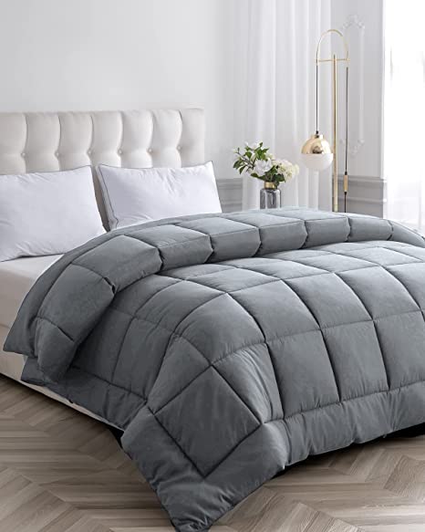Maple Down Soft Comforter Queen Size Duvet Insert-Down Alternative Comforter-Lightweight Fluffy Breathable Machine Washable (Gray,Queen)