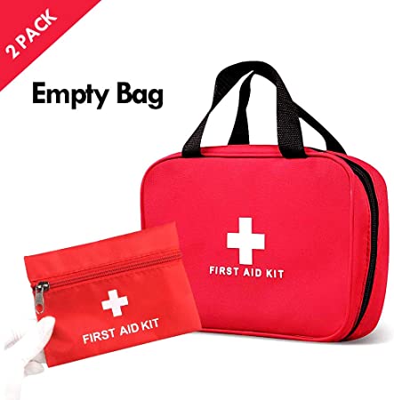 KWANITHINK First Aid Kit Bag Empty, 2pcs First Aid Bags Empty, Medicine Bag First Aid Pouch for Car Travel Sports Outdoor