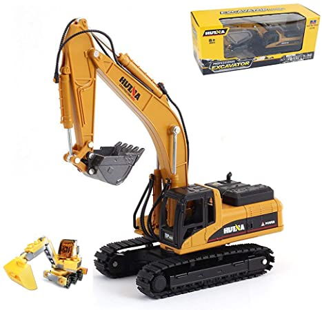 Gemini&Genius 1/50 Scale Diecast Articulated Dump Truck Engineering Vehicle Construction Alloy Models Toys for Kids (2 Excavator)