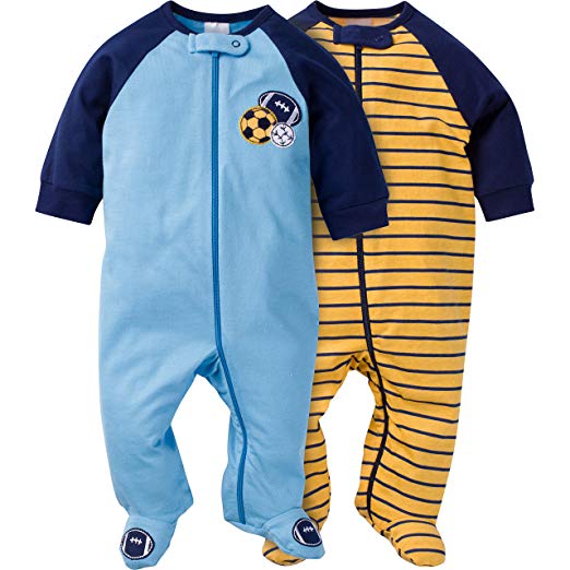 Gerber Baby Boys' 2 Pack Zip Front Sleep 'n Play