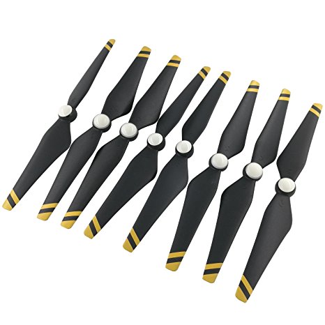 Phantom 4 Propellers Threeking DJI Phantom 4/4 Pro/4 Pro /4 Advanced/4 Advanced  Propellers Blades Wings 9450S Quick Release Propellers More Flexible & Stable (4 Pairs,Yellow Strap)