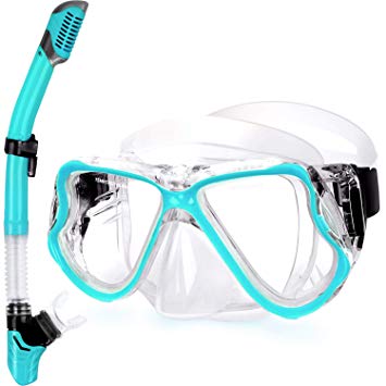 Greatever 2019 Newest Dry Snorkel Set,Panoramic Wide View,Anti-Fog Scuba Diving Mask,Easy Breathing and Professional Snorkeling Gear for Adults