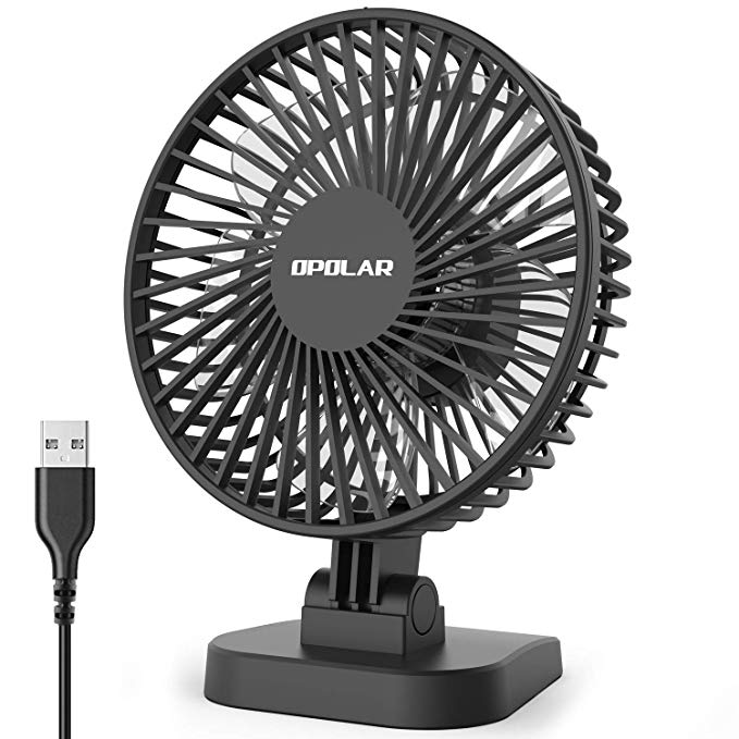 OPOLAR New Mini USB Powered Desk Fan with 3 Speeds, Strong Airflow but Whisper Quiet, 40° Adjustment, Portable Personal Fan for Desktop Office Table, Small but Mighty-White