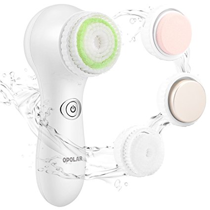 Facial Brush 4 in 1, Opolar Face Cleansing Brush Set, Remove Blackheads, and Improve Skin Tone (Features 4 Unique Brush Heads, IPX6 Waterproof, Works with all Skin Types)