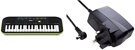 Casio SA-46 32 Mini-Keys Keyboard in Green & AD-E95100LE Keyboard UK 3 Pin Power Supply AC Adapter