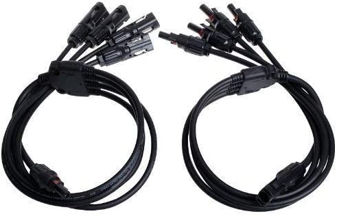 Renogy 1 Pair Male and Female Y Solar Panel Adaptor Cable Branch Connector, 4 to 1 Brunch, Black