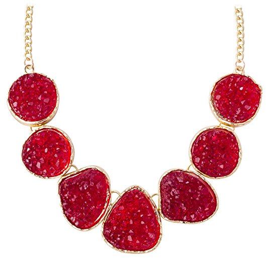 Jane Stone Fashion Drusy Stone Bead Statement Necklace Bib Choker Sparkly Jewelry