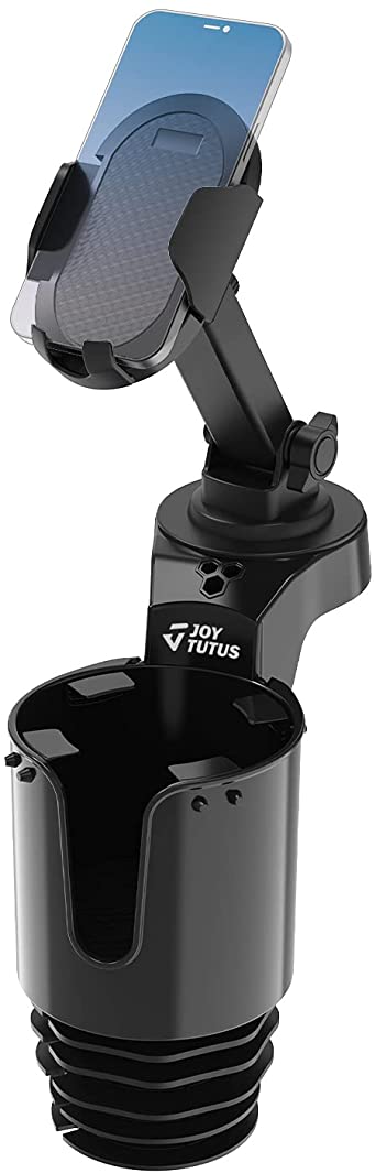 JoyTutus Cup Holder with Cellphone Mount, Cup Holder Expander for Car, Large Car Cup Holder Adapt Most Regular Cups 18-40 oz, fit in 2.75-3.25 inch Car Holder, Phone Mount for Car with 360° Rotation