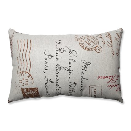 Pillow Perfect Linen/Red French Postale Rectangular Throw Pillow