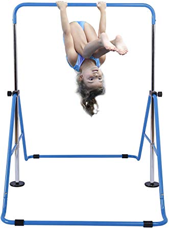 Tepemccu Expandable Gymnastics Bars Adjustable Height Gymnastic Horizontal Bars Junior Training Bar Children Folding Training Monkey Bars for Kids