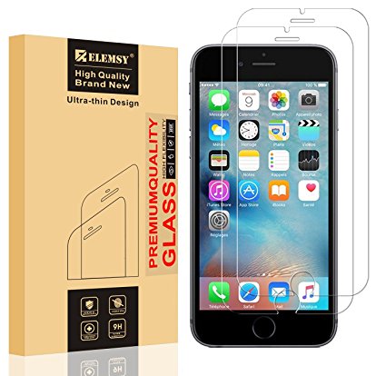 iPhone6 Plus/iPhone6s Plus Screen Protector, [2-Pack] ELEMSY 99.9% HD 2.5D 9H Premium Tempered Glass Screen Protector for iPhone6 Plus/iPhone6s Plus.(5.5 inch only)