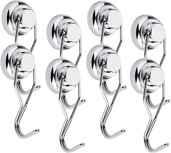 Swivel Swing Magnetic Hooks, Neodymium Magnetic Hook, Suitable for Refrigerators and Other Magnetic Surfaces - 8 Pack