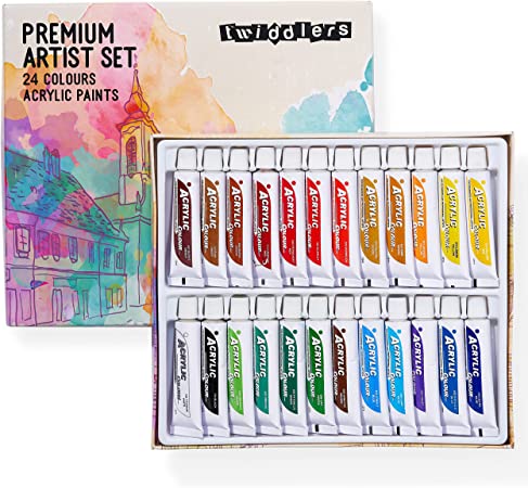 THE TWIDDLERS 24 Acrylic Paint Set (12ml / Tube): 24 Rich Pigment Colors