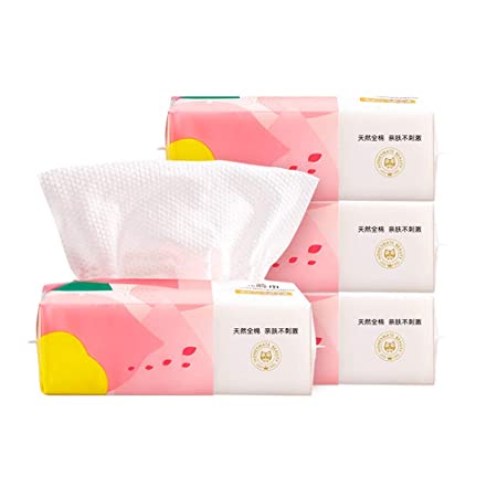 Honeymate Cotton Face Towels, 280 Count Ultra Soft Extra Thick Disposable Facial Tissues for Sensitive Skin and used as Washcloths, Makeup Remover (4 Pack) (280 Count)