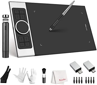 XP-Pen Deco Pro Medium Graphics Tablet, 8192 Pressure Drawing Tablet, Battery-Free Pen Stylus Tilt Function,11 x 6 Inch Animation Tablet 8 Hotkey, Work with Windows 10/8/7, Mac OS, Android 6.0