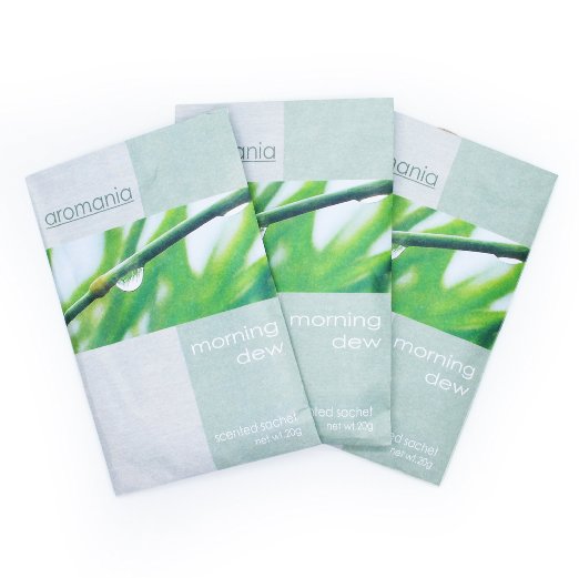 JR Pack of 3 Protable 20g Scented Sachets with Hanger suitable for Room, Wardrobe, Bathrooms, Cars, Laundry Baskets,etc (Morning Dew - Fresh)(MorningDew - 3 Packs)