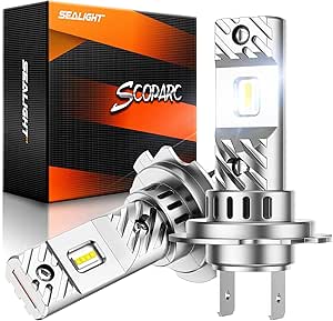 SEALIGHT H7 Bulbs 1:1 Design, 30000LM Super Bright H7 Light Bulbs, 6500K Cool White S6 H7 High/Low Bulb, No Adapter Non-Polarity Fanless H7 Fog Bulbs, Plug-N-Play- Pack of 2