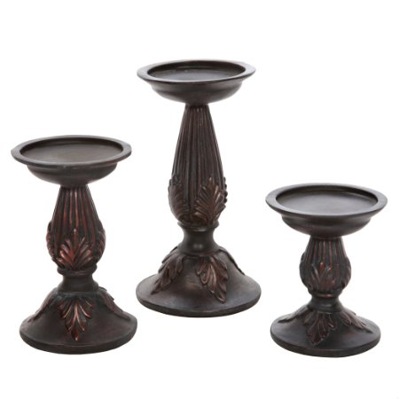 Hosley's Set of 3 Resin Pillar Candle Holders - 8", 6", 4.5"