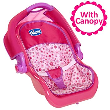 Baby Doll Car Seat Carrier with Canopy, For Baby Dolls Up To 18 Inches Tall, For Girls ages 3, 4, 5, 6 and 7 Years Old, Perfect Gift for Birthday Christmas or Hanukkah