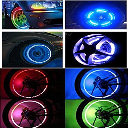 Huston Lowell Good Values Pack of 10 Awesome Super Cool Led Flash Tyre Wheel Valve Cap Light for Car Bike Bicycle Motorbicycle Wheel Light Tire Lights (RGB) (RGB)