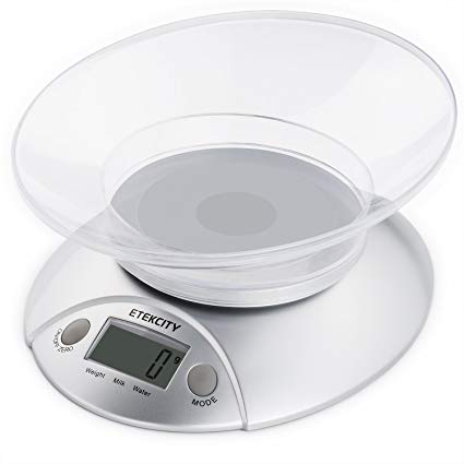 Etekcity Digital Kitchen Food Scale and Multifunction Weight Scale with Removable Bowl, 11 lb 5kg