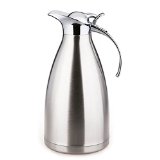 Hiware 68 Oz Stainless Steel Double Walled Vacuum Insulated Carafe with Press Button Top Quality Thermal Carafes Stainless Steel Water Pitcher with Lid Coffee Thermos Coffee Plunger Cafetiere Coffee Airpot 2-liter