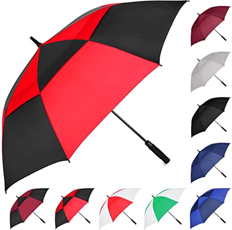 MRTLLOA Automatic Open Golf Umbrella, 62/68 Inch Extra-Large Oversized Double Canopy Vented Windproof Waterproof Stick Rain Golf Umbrellas for Men and Women